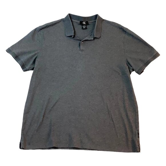 Calvin Klein Short Sleeve Collared Polo Gray Shirt Mens Size XL - Picture 1 of 11